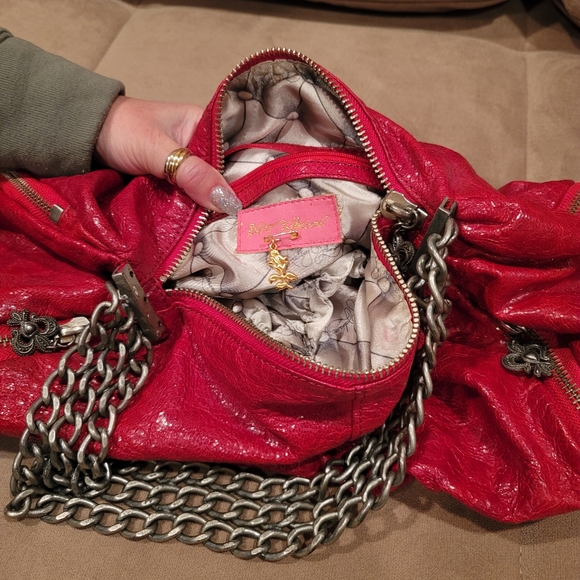 Betsey Johnson, Red Leather Shoulder Bag - Picture 4 of 8